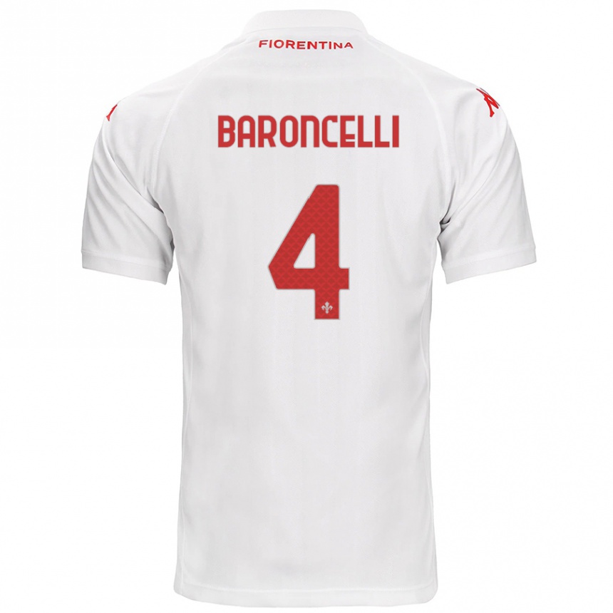 Enfant Football Maillot Leonardo Baroncelli #4 Blanc Tenues Extérieur 2024/25