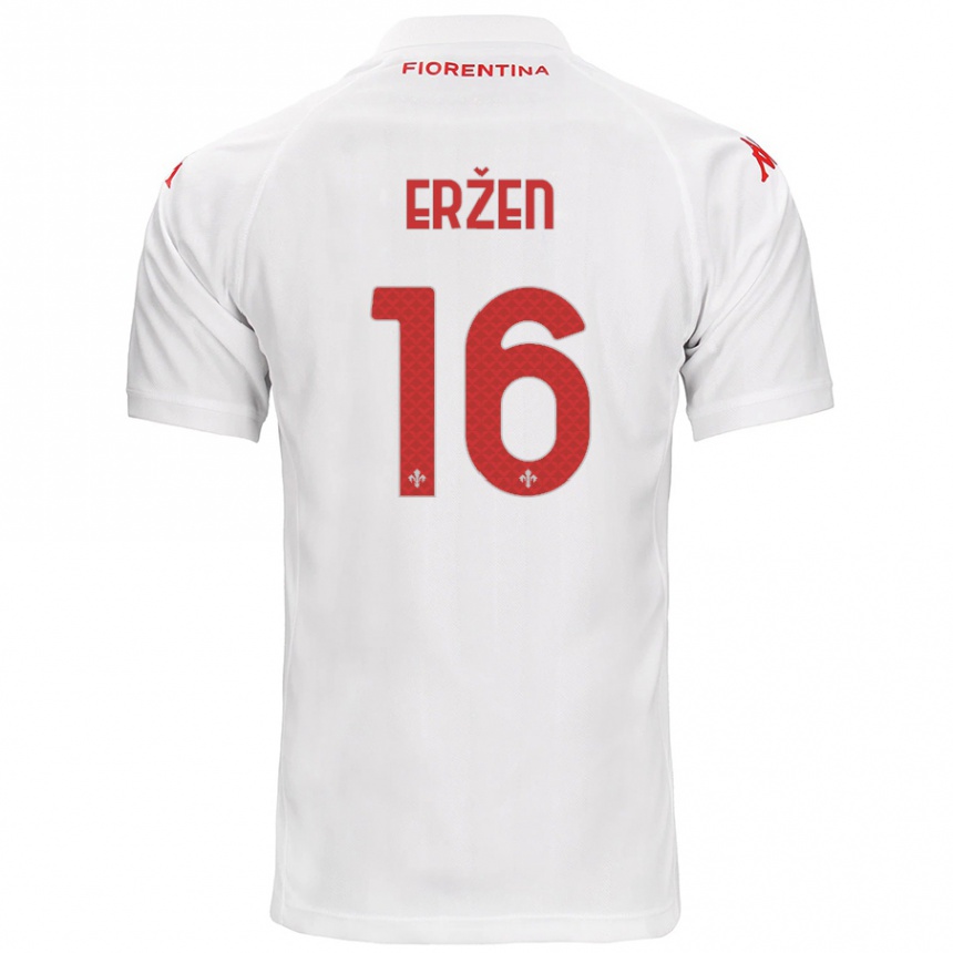 Enfant Football Maillot Kaja Erzen #16 Blanc Tenues Extérieur 2024/25