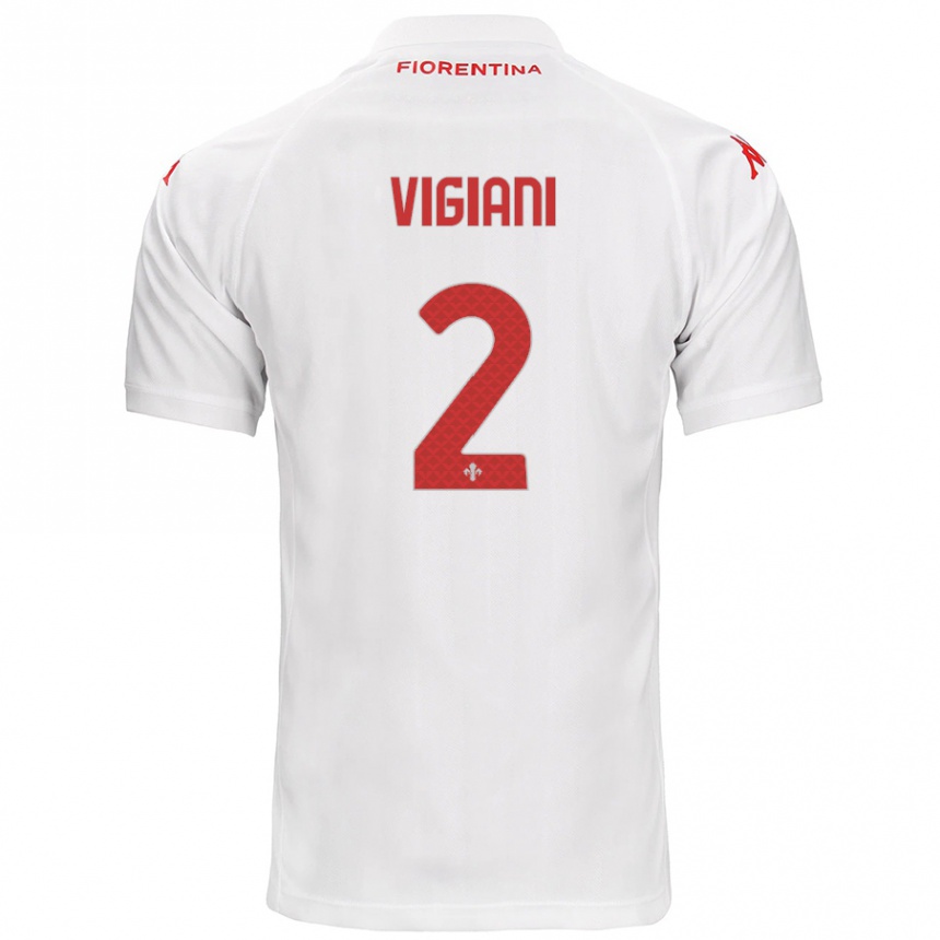 Enfant Football Maillot Lorenzo Vigiani #2 Blanc Tenues Extérieur 2024/25