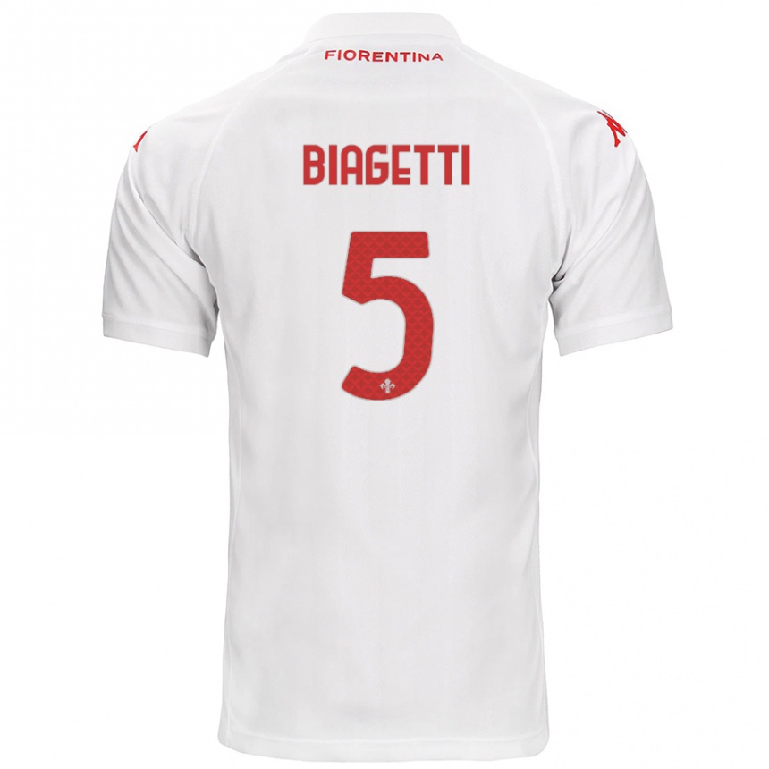 Enfant Football Maillot Christian Biagetti #5 Blanc Tenues Extérieur 2024/25