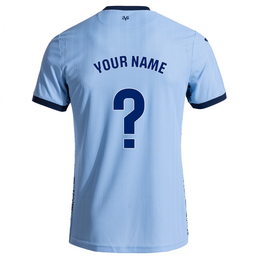 Enfant Football Maillot Votre Nom #0 Bleu Ciel Tenues Extérieur 2024/25