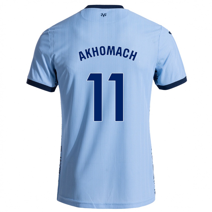 Enfant Football Maillot Ilias Akhomach #11 Bleu Ciel Tenues Extérieur 2024/25