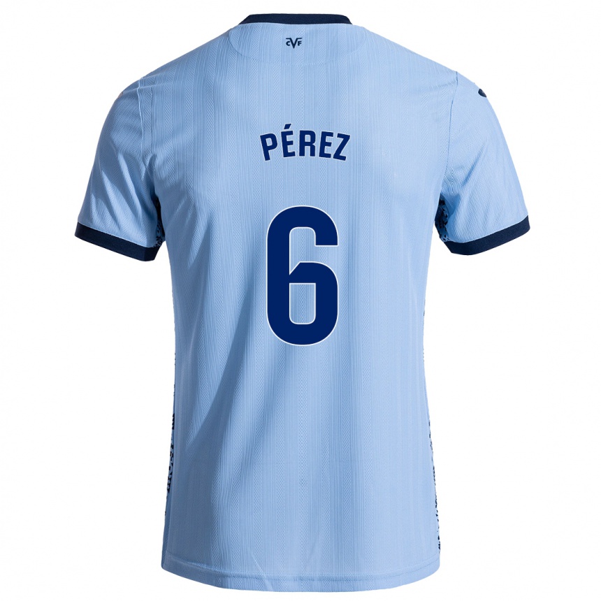 Enfant Football Maillot Hugo Pérez #6 Bleu Ciel Tenues Extérieur 2024/25