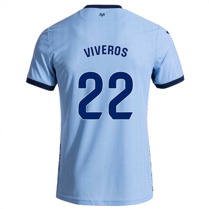 Enfant Football Maillot Facundo Viveros #22 Bleu Ciel Tenues Extérieur 2024/25