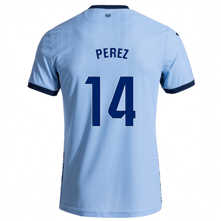 Enfant Football Maillot Nerea Pérez #14 Bleu Ciel Tenues Extérieur 2024/25