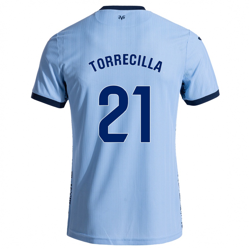 Enfant Football Maillot Virginia Torrecilla #21 Bleu Ciel Tenues Extérieur 2024/25