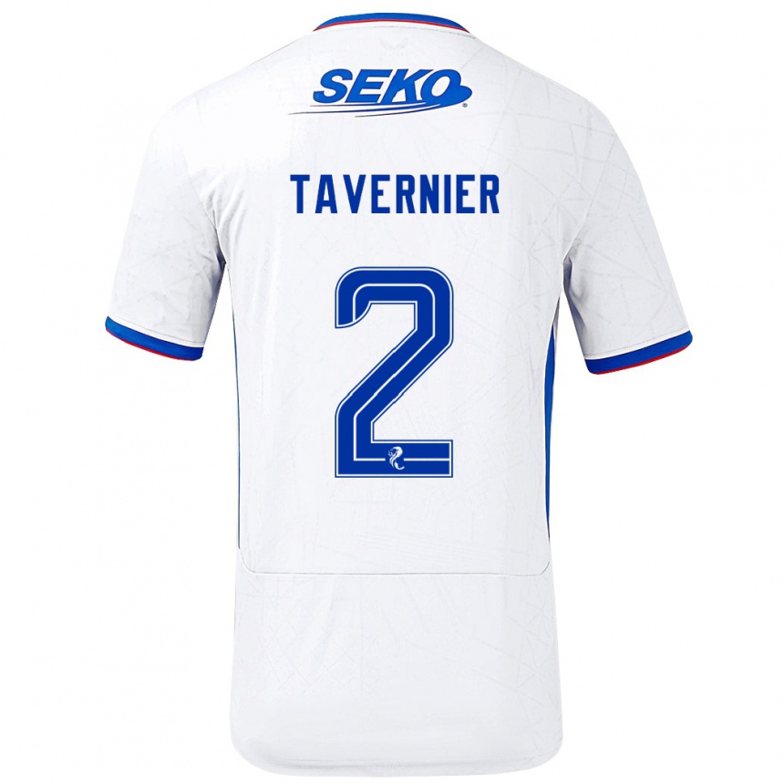 Enfant Football Maillot James Tavernier #2 Blanc Bleu Tenues Extérieur 2024/25