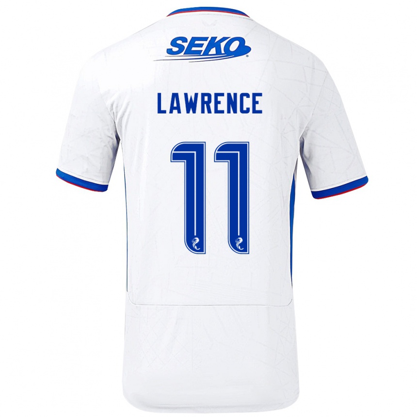 Enfant Football Maillot Tom Lawrence #11 Blanc Bleu Tenues Extérieur 2024/25