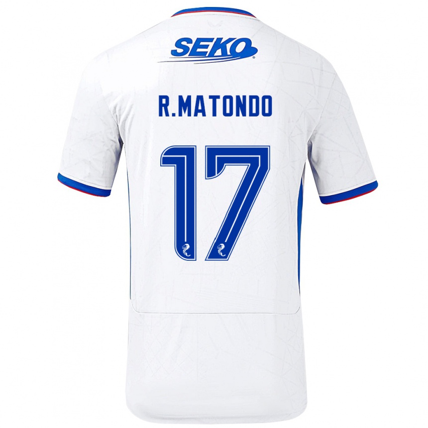 Enfant Football Maillot Rabbi Matondo #17 Blanc Bleu Tenues Extérieur 2024/25