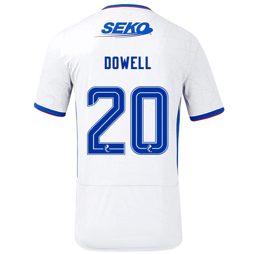 Enfant Football Maillot Kieran Dowell #20 Blanc Bleu Tenues Extérieur 2024/25