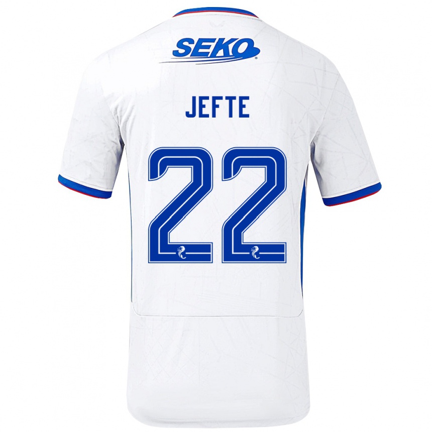 Enfant Football Maillot Jefté #22 Blanc Bleu Tenues Extérieur 2024/25