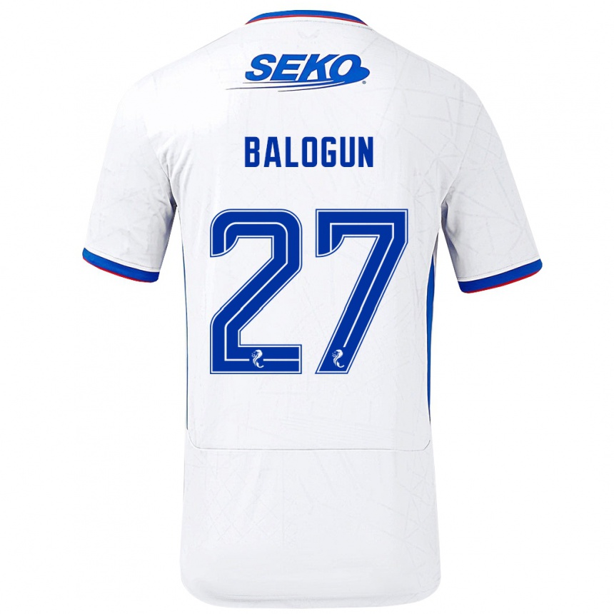 Enfant Football Maillot Leon Balogun #27 Blanc Bleu Tenues Extérieur 2024/25