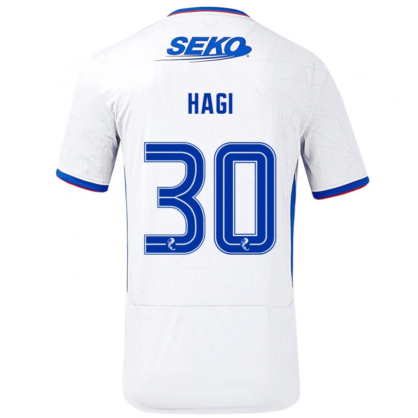 Enfant Football Maillot Ianis Hagi #30 Blanc Bleu Tenues Extérieur 2024/25