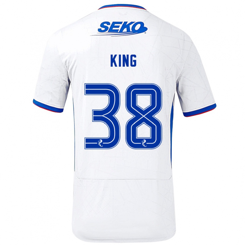 Enfant Football Maillot Leon King #38 Blanc Bleu Tenues Extérieur 2024/25