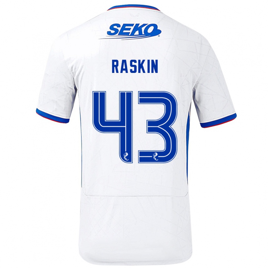 Enfant Football Maillot Nicolas Raskin #43 Blanc Bleu Tenues Extérieur 2024/25