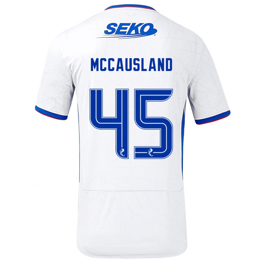 Enfant Football Maillot Ross Mccausland #45 Blanc Bleu Tenues Extérieur 2024/25