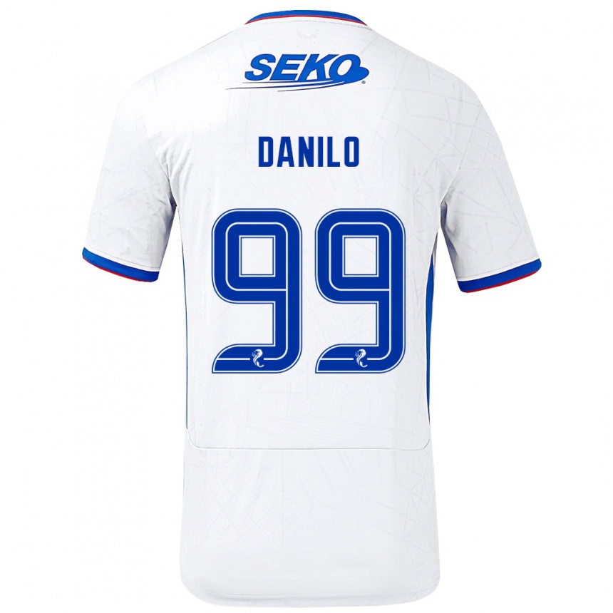 Enfant Football Maillot Danilo #99 Blanc Bleu Tenues Extérieur 2024/25