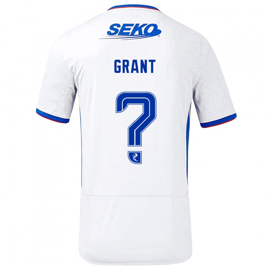 Enfant Football Maillot Leyton Grant #0 Blanc Bleu Tenues Extérieur 2024/25