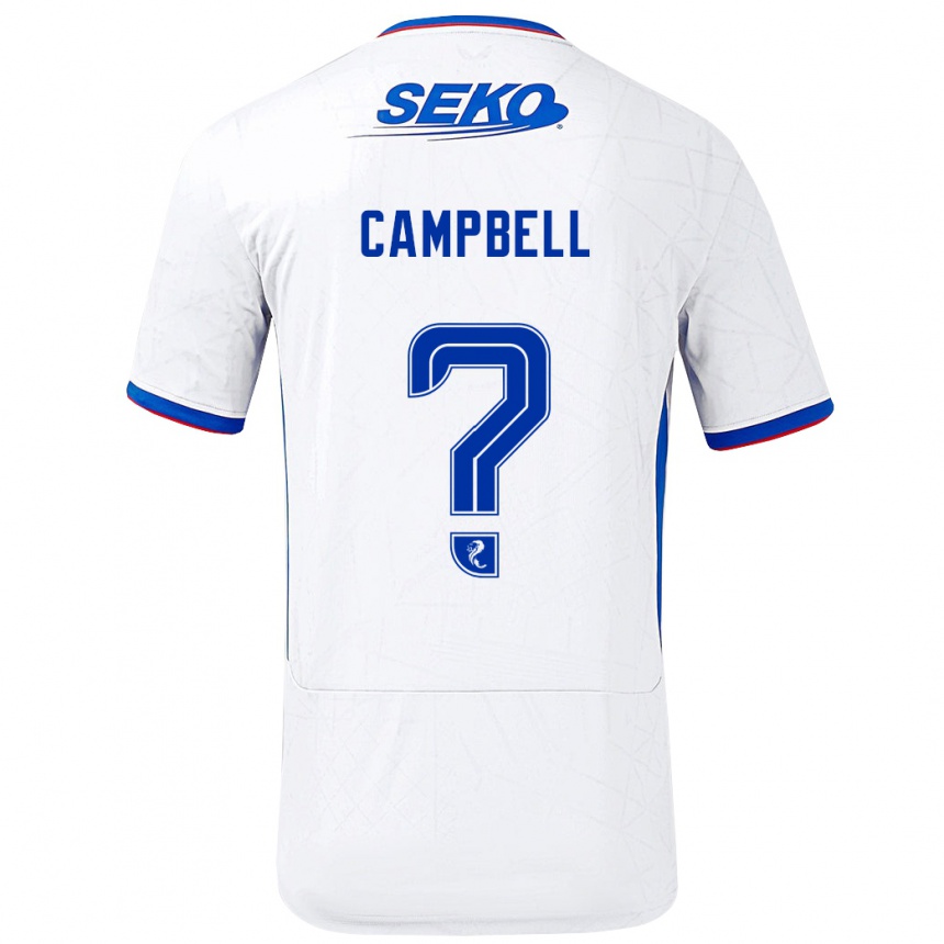 Enfant Football Maillot Connor Campbell #0 Blanc Bleu Tenues Extérieur 2024/25