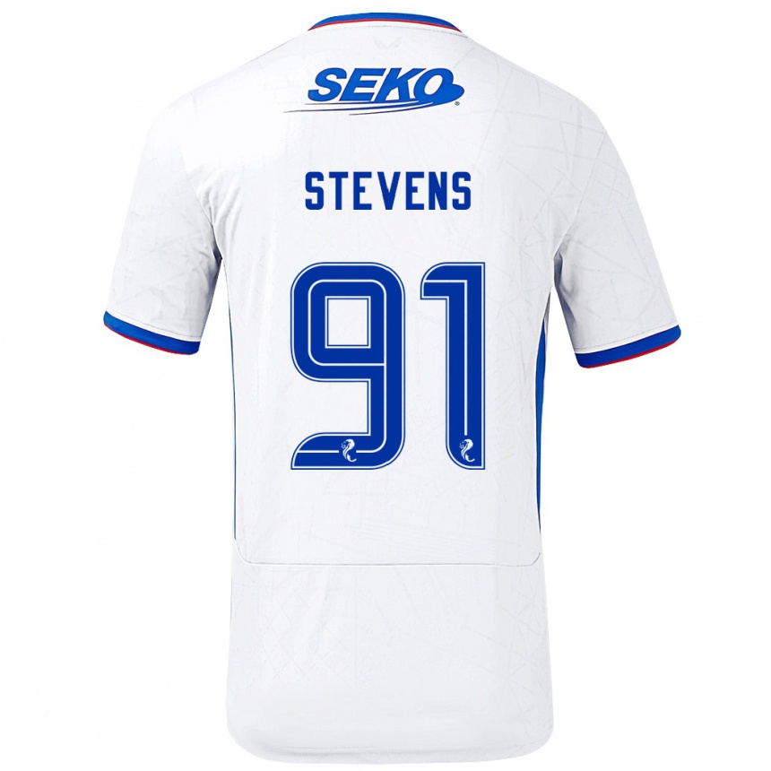 Enfant Football Maillot Archie Stevens #91 Blanc Bleu Tenues Extérieur 2024/25