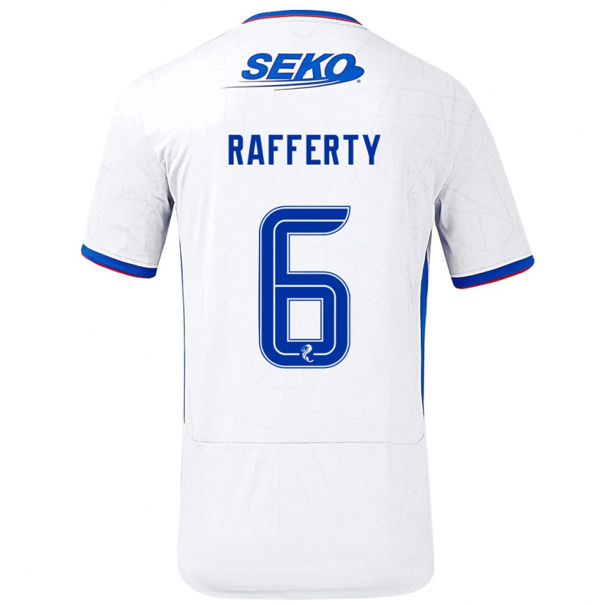 Enfant Football Maillot Laura Rafferty #6 Blanc Bleu Tenues Extérieur 2024/25