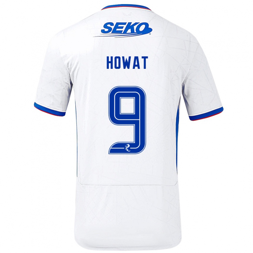 Enfant Football Maillot Kirsty Howat #9 Blanc Bleu Tenues Extérieur 2024/25