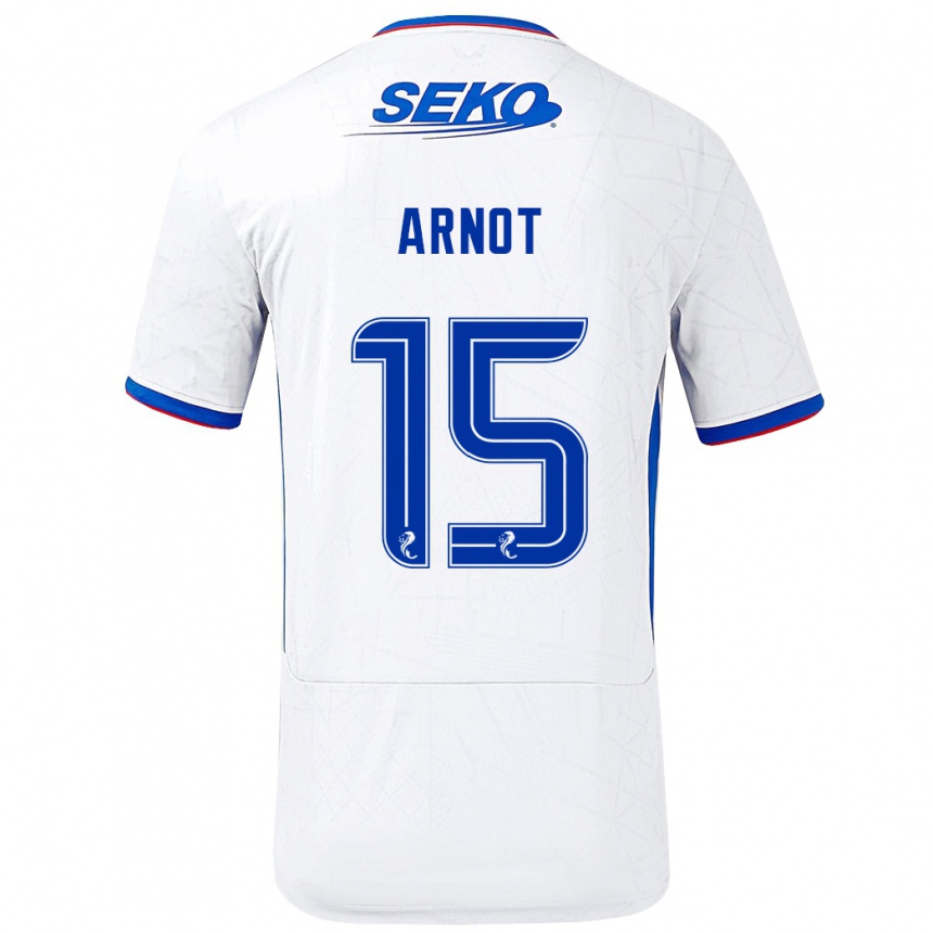 Enfant Football Maillot Elizabeth Arnot #15 Blanc Bleu Tenues Extérieur 2024/25