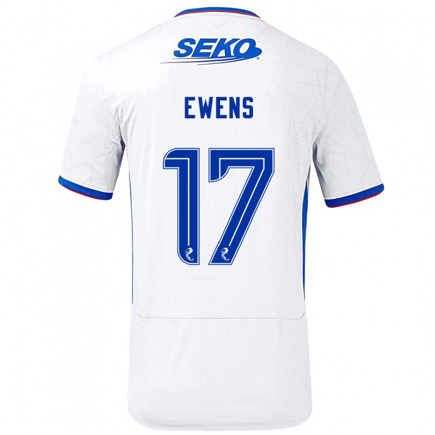 Enfant Football Maillot Sarah Ewens #17 Blanc Bleu Tenues Extérieur 2024/25