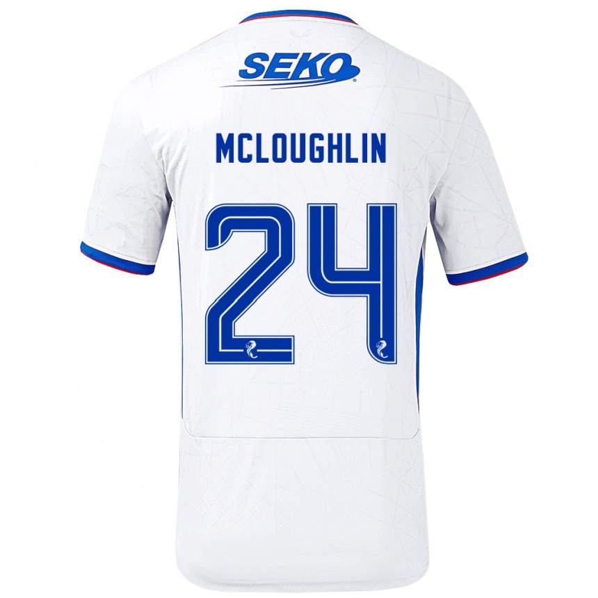 Enfant Football Maillot Olivia Mcloughlin #24 Blanc Bleu Tenues Extérieur 2024/25