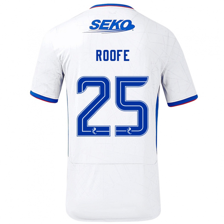 Enfant Football Maillot Kemar Roofe #25 Blanc Bleu Tenues Extérieur 2024/25