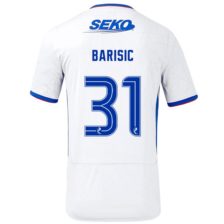 Enfant Football Maillot Borna Barisic #31 Blanc Bleu Tenues Extérieur 2024/25