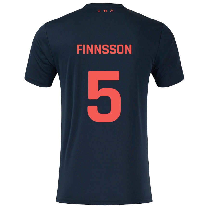 Enfant Football Maillot Kolbeinn Finnsson #5 Noir Rouge Tenues Extérieur 2024/25