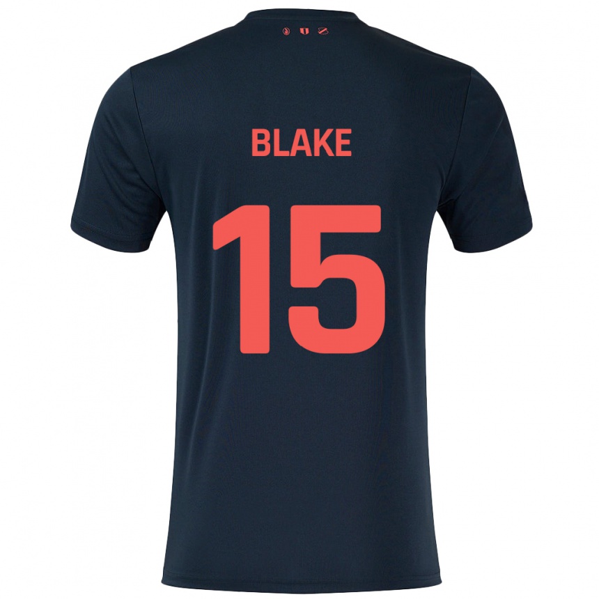 Enfant Football Maillot Adrian Blake #15 Noir Rouge Tenues Extérieur 2024/25