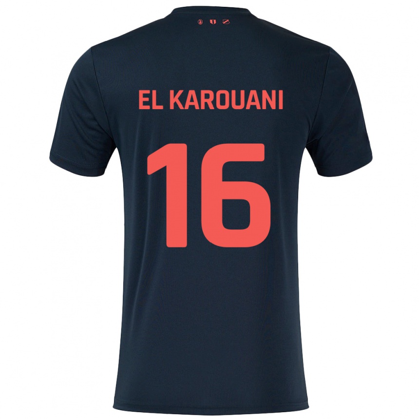 Enfant Football Maillot Souffian El Karouani #16 Noir Rouge Tenues Extérieur 2024/25