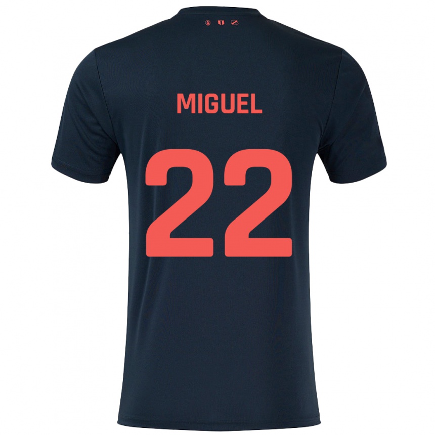 Enfant Football Maillot Miguel Rodríguez #22 Noir Rouge Tenues Extérieur 2024/25