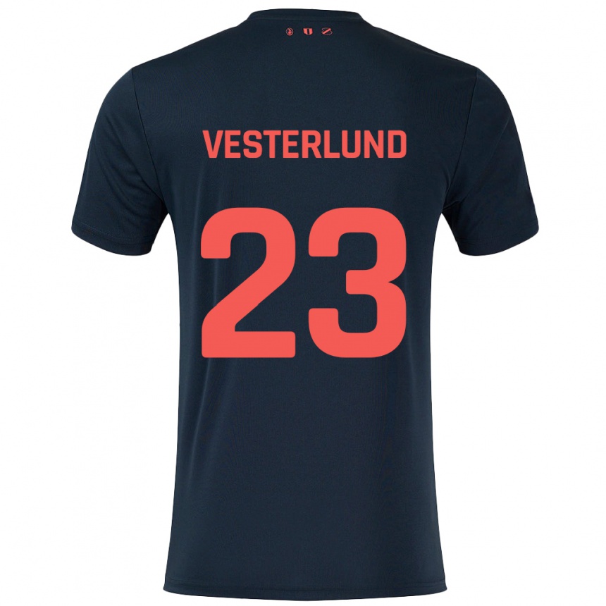 Enfant Football Maillot Niklas Vesterlund #23 Noir Rouge Tenues Extérieur 2024/25