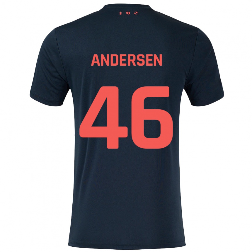 Enfant Football Maillot Silas Andersen #46 Noir Rouge Tenues Extérieur 2024/25