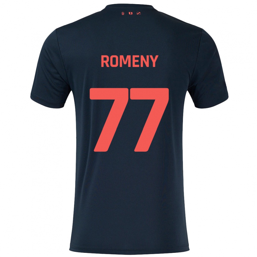 Enfant Football Maillot Ole Romeny #77 Noir Rouge Tenues Extérieur 2024/25