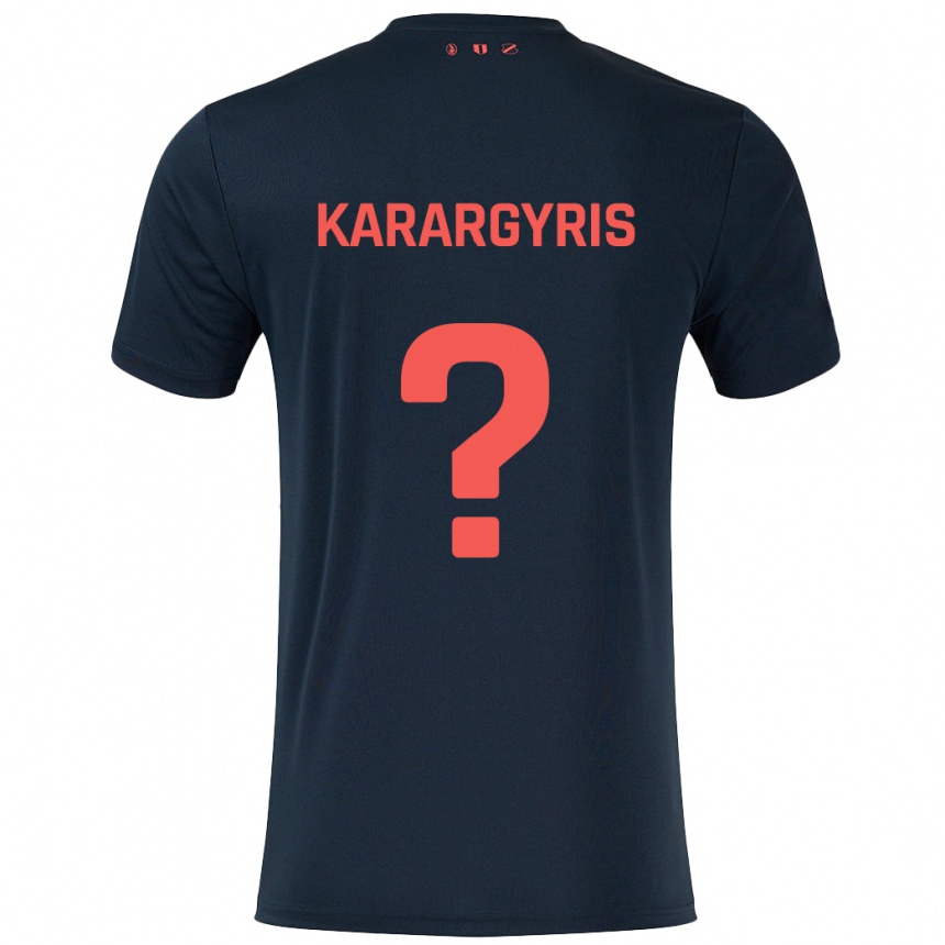 Enfant Football Maillot Zois Karargyris #0 Noir Rouge Tenues Extérieur 2024/25