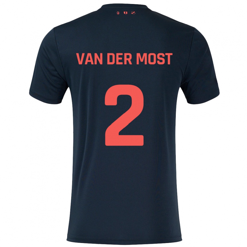 Enfant Football Maillot Liza Van Der Most #2 Noir Rouge Tenues Extérieur 2024/25