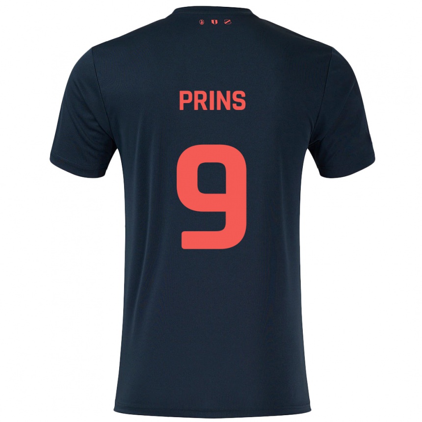 Enfant Football Maillot Femke Prins #9 Noir Rouge Tenues Extérieur 2024/25