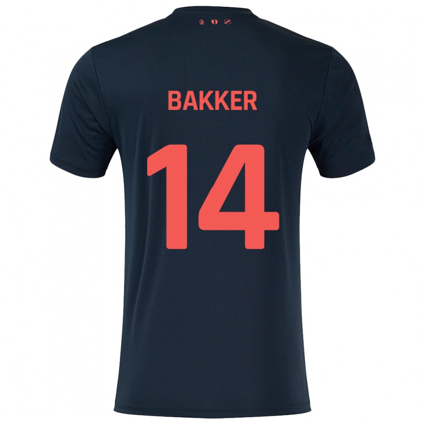 Enfant Football Maillot Eshly Bakker #14 Noir Rouge Tenues Extérieur 2024/25