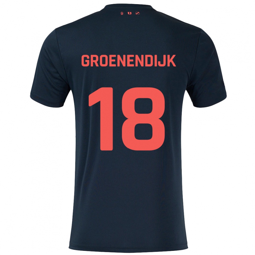 Enfant Football Maillot Tami Groenendijk #18 Noir Rouge Tenues Extérieur 2024/25