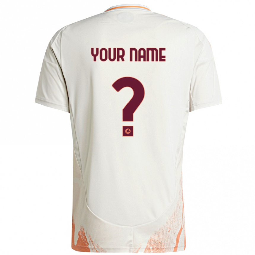 Enfant Football Maillot Votre Nom #0 Crème Blanc Orange Tenues Extérieur 2024/25