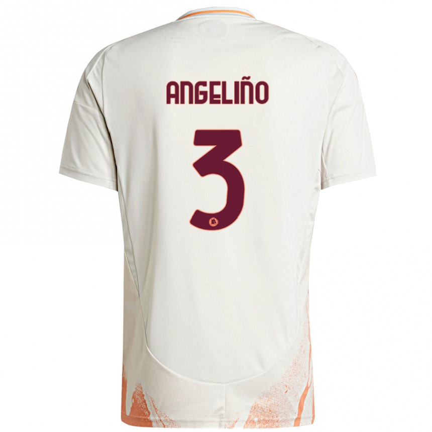 Enfant Football Maillot Angeliño #3 Crème Blanc Orange Tenues Extérieur 2024/25