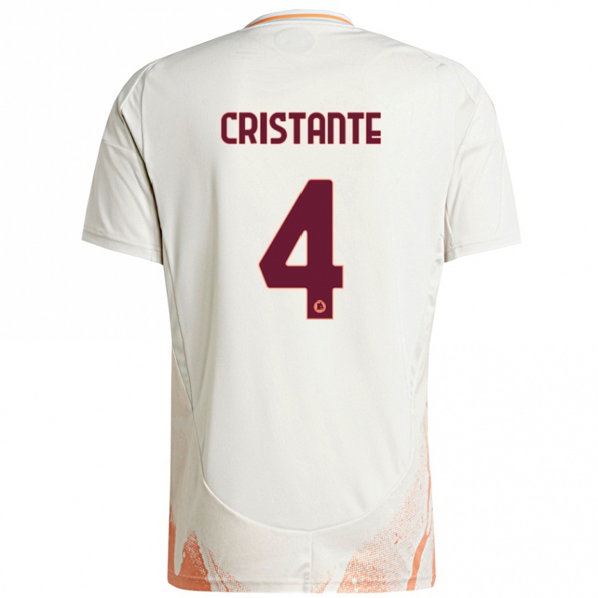 Enfant Football Maillot Bryan Cristante #4 Crème Blanc Orange Tenues Extérieur 2024/25