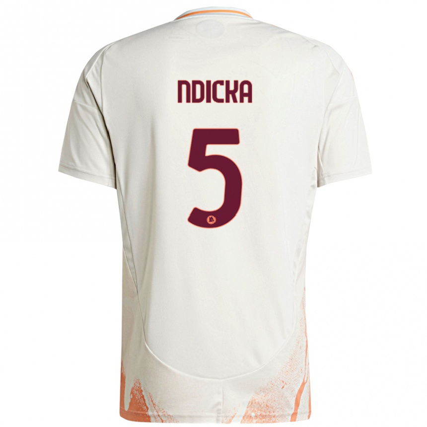 Enfant Football Maillot Evan Ndicka #5 Crème Blanc Orange Tenues Extérieur 2024/25