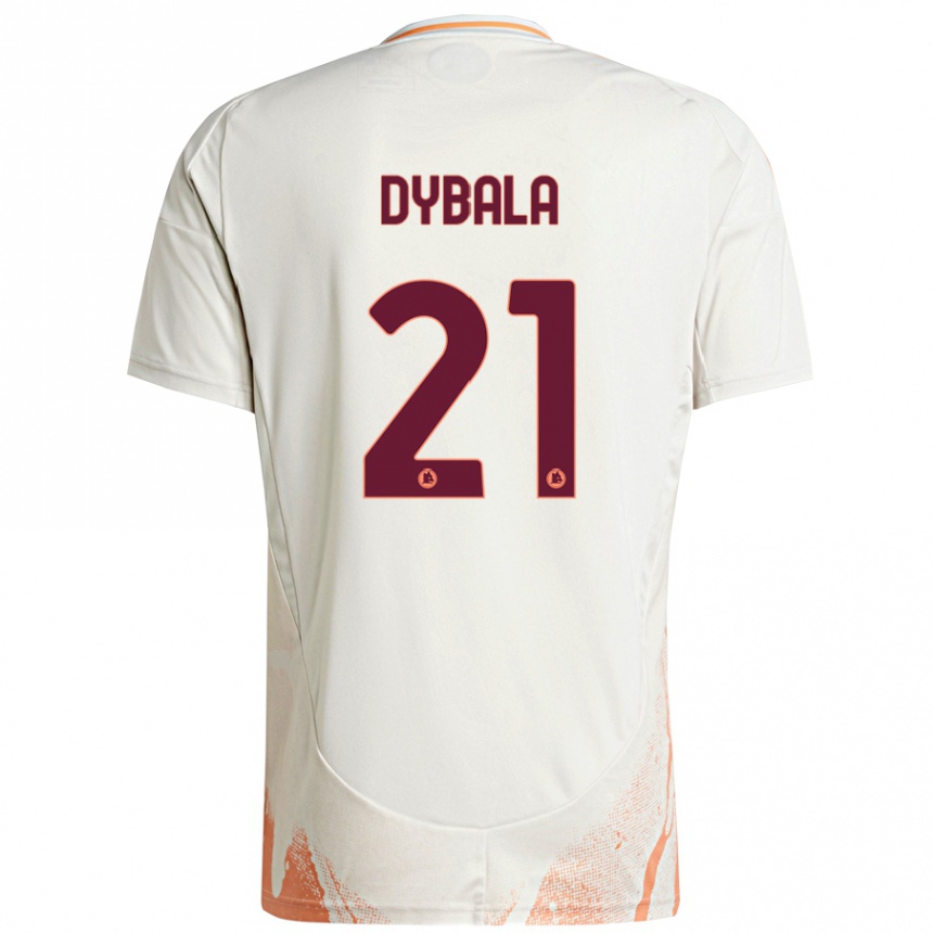 Enfant Football Maillot Paulo Dybala #21 Crème Blanc Orange Tenues Extérieur 2024/25