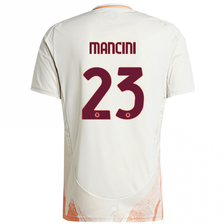 Enfant Football Maillot Gianluca Mancini #23 Crème Blanc Orange Tenues Extérieur 2024/25