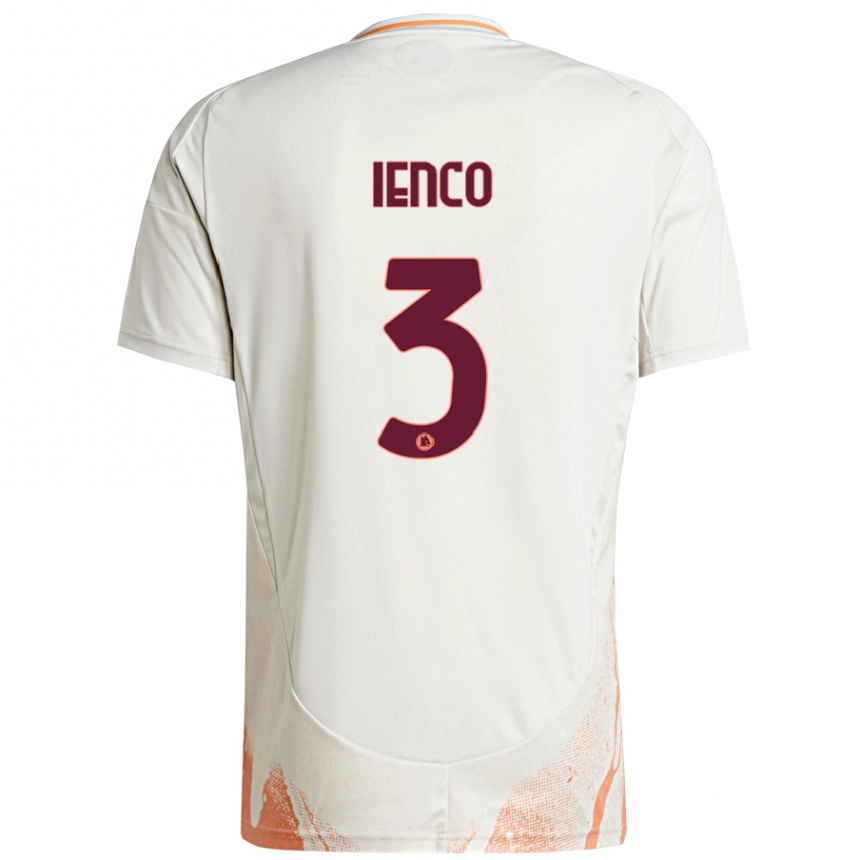 Enfant Football Maillot Simone Ienco #3 Crème Blanc Orange Tenues Extérieur 2024/25